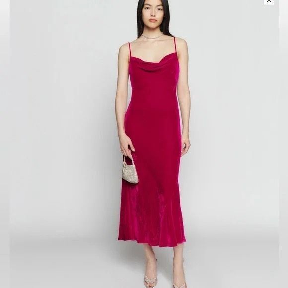 Reformation Salamanca Rhubarb Velvet Dress - Picture 2 of 11